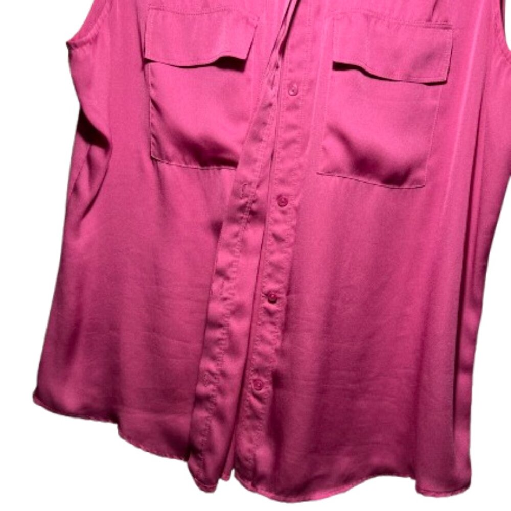 💗 Liz Claiborne Sleeveless Blouse – Magenta Pink Button Front Top (XL) 💗 - Picture 8 of 8
